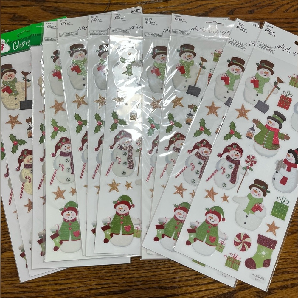 Stick-a-bilities Lot Of 13 Sheets Snowman Stickers Total 257‎ Stickers Christmas